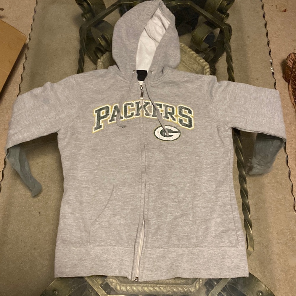 Womens Grey NFL Apparel Green Bay Packers Medium Zip Up Jacket